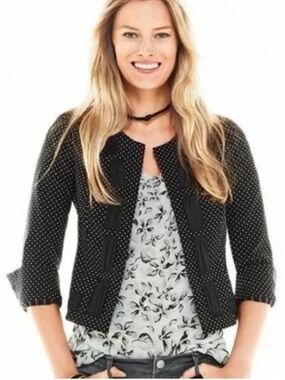 CAbi Seaside Polka Dot Ribbon #5156 Blazer Jacket sz 4 Preppy Business Wedding